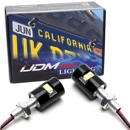 iJDMTOY Black Finish Stub-Mount Xenon White LED Number Plate Lights Compatible with Jeep/SUV Truck Spare Tire Mount License Plate or Relocated License Plate