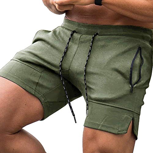 COOFANDY Men s Gym Workout Shorts Weightlifting Squatting Short Fitted Training Bodybuilding Jogger with Pocket Army Green