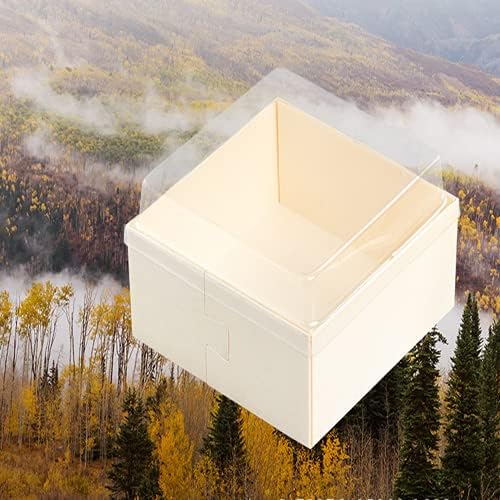 25 Pcs Sandwich Cake Box Craft Wooden Box Swiss Roll Cake Carrier Square Sandwich Clear Lid Plastic Container Fruits Display Food Storage Holder