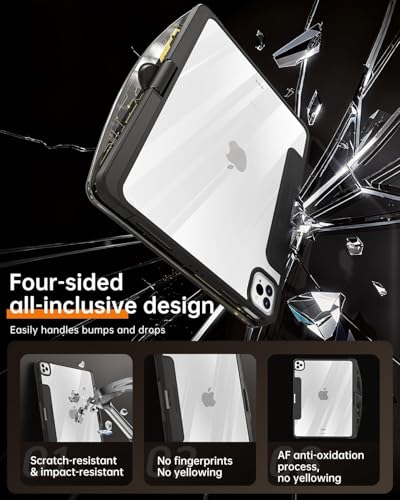 Image of Wireless Keyboard Case for iPad 9th (7th, 8th, and 9th Gen) 10.2 Inch, Transparent Protective Cover with 7-Color Backlit Keyboard, 360 Rotating Stand, Multi-Touch Trackpad and Pencil Holder