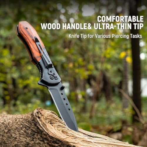 Pocket Knife for Men Wood Handle DROPS TO - image 6