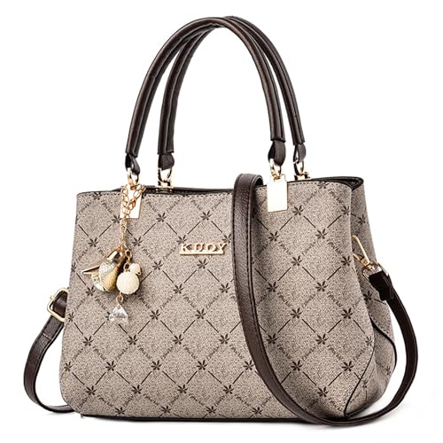 Sac à main femme mode impression grand sac fourre tout marron avec poignée