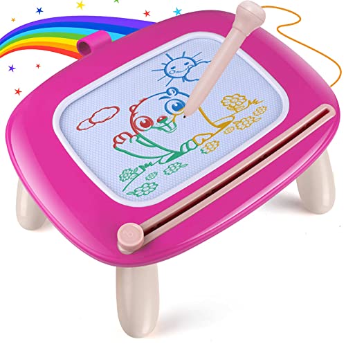 Smasiagon Magnetische Maltafel Zaubertafel für Kinder, Bunte Löschbare Magnettafel Zeichentafel mit Beinen für Kleinkind Spielzeug ab 1 2 3 Jahre Mädchen Geschenk (Magenta) Cover