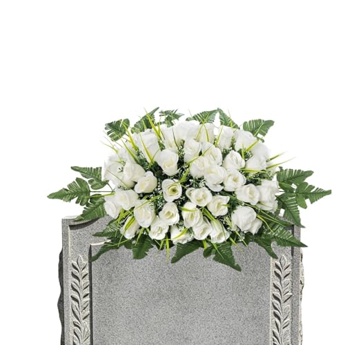 Selle funéraire commémorative de cimetière avec arrangement fleurs - 7