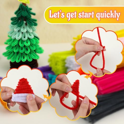 Image of Mnuizu 200Pcs Pipe Cleaners, Pipe Cleaner Chenille Stems DIY Craft Supplies | Bright Pipe Cleaners Craft Supplies, Fuzzy Sticks Pipe Cleaner Bulk for DIY Art Creative Craft Decoration, Yellow