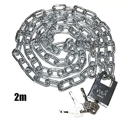 Image of Keyed Padlocks Steel Heavy Chain Lock, Waterproof and Rustproof Bicycle Anti-Theft Lock, 0.5m-5m (Size : 2m)