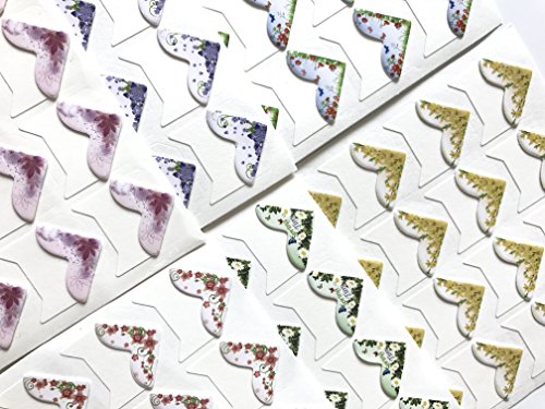 VEEPPO 288pcs Photo Mounting Corners Self Adhesive Paper for Photo Book Scrapbook (Mixed 6 Kinds of Flower)