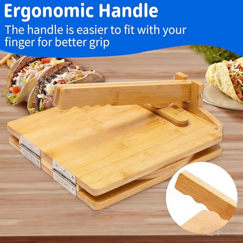 Wooden Tortilla Press,10 Inches Rotatable Prensa Para Tortillas with 50 Pcs Parchment Paper,Heavy Duty Prensa Para Tortillas with Rolling Pin,for Mexican Tortillas Roti Burrito, Taco Pataconera by Yuezhongoo - Image 6