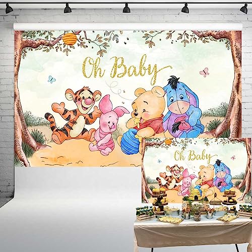 Fondo Vintage Pooh Bear para Baby Shower 5x3 ft