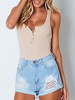 Vista 4 de Camiseta sin mangas sexy para mujer REORIA con cuello redondo y espalda cruzada, con botones