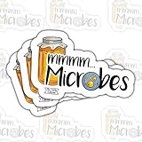 3 Pcs Mmmm Microbes Sticker, Funny Fermentation Science Jar with Microbiology Humor Vinyl Decal Waterproof for Laptop, Water Bottle, Notebook – Gift for Scientists and Biology Fans 3 Inch