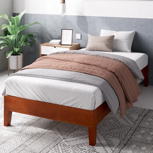 Zinus Wen Letto 80x190 cm - Struttura letto 30 cm di altezza - Struttura letto a piattaforma in legno deluxe con supporto a doghe in legno - Marrone