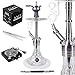 Produktbild Amy Deluxe Shisha Set »SS20.02« [4 Anschlüsse] Alu Mundstück Schlauch, Stein Kopf, Kohleanzünder, Diffusor, Zange und Kohle - Edelstahl Shisha - (Transparent)