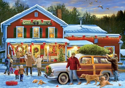 Buffalo Games – General Store at Christmas- 500 Piece Holiday Jigsaw Puzzle - Festive Puzzles for Adults – Precision-Cut Pieces, Winter Artwork, and Hours of Relaxing Fun