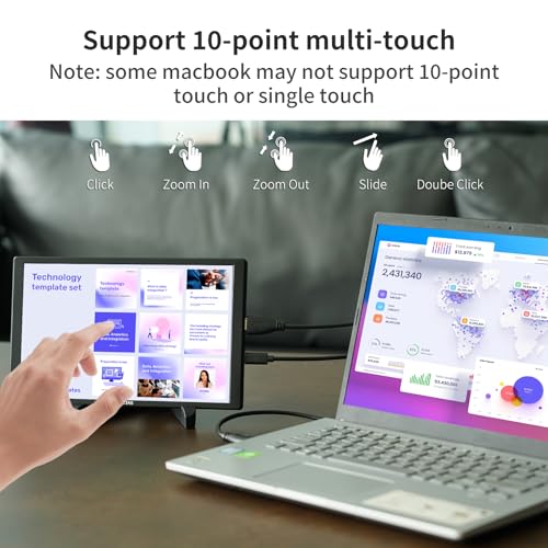 Image of ANDYCINE N10 Portable Monitor, 10.1 Inch Mini Touch 1920x1200 IPS Screen, HDMI USB C in, 350nits 60Hz 1000:1 Contrast Display with Bracket & Speakers for Laptop,PC,PS4 /5,Switch,Mac,Xbox