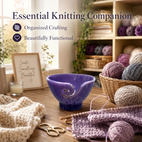 Image of Handcrafted Resin Yarn Bowl, Knitting Resin Storage Bowl, Crochet Kit Organizer. (Lavender Bloom)