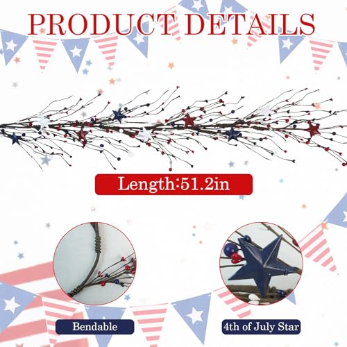 4ft4thofjulyberrygarlandartificialpatrioticpipgarlandwithredwhitebluestarberriesindependencedayvinegarlandforfrontdoormantelwallwindowmemorialdayflagdaydecor Urban Country Home Decor 4ft 4th of july berry garland artificial patriotic pip garland with red white blue star berries independence day vine garland for front door mantel wall window memorial day flag day decor urban country home decor