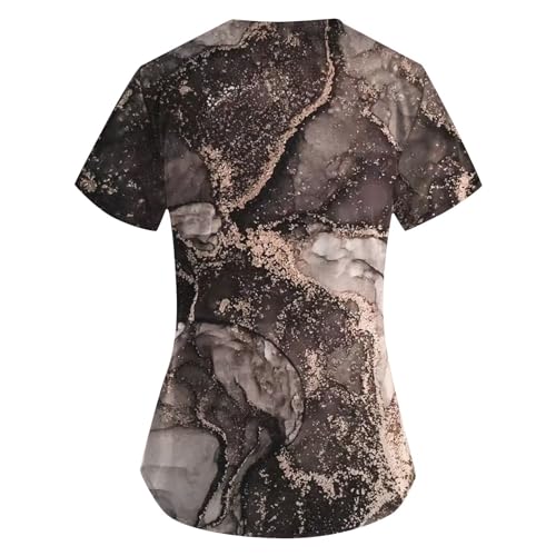 OIOLOYJM Printed Scrub Tops Women Short Sleeve V Neck Plus Size Scrubs for Womens Nursing Uniforms Shirts with Pockets