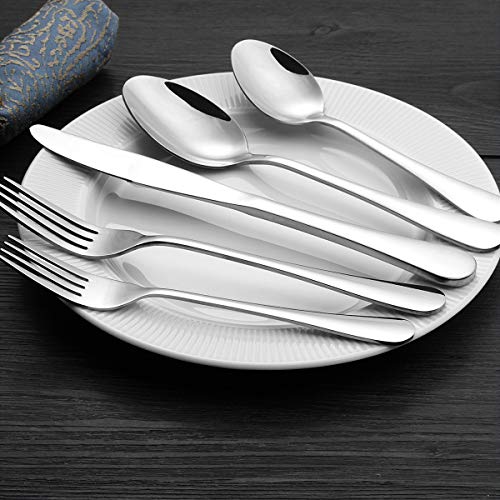 image for Wildone 72-Piece Silverware Set with Steak Knives, Stainless Steel Fla