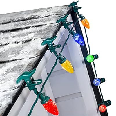 C9 LED Christmas Lights Outdoor, 68Ft 100 LED String Lights with Quick Clips, Commercial Grade Extendable Waterproof Outdoor Christmas Lights for House Outside Roofline Xmas Decorations, Multicolor
