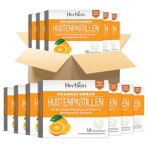 Herbion Pastillas Naturals con sabor a naranja natural, suplemento dietético, paquete de 48 cajas (18 pastillas por caja)