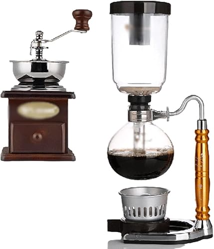 Cafetera Syphon Cafetera manual retro al vacío, sifón de vidrio, percoladores de 3 tazas de vidrio para mesa de café o té (color cerdo) (ganado)