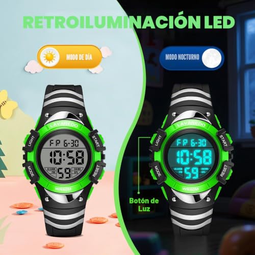 Miniatura 2 de Caprock Reloj Infantil Para Niños Y Niñas De 3 A 12 Años, Verde
