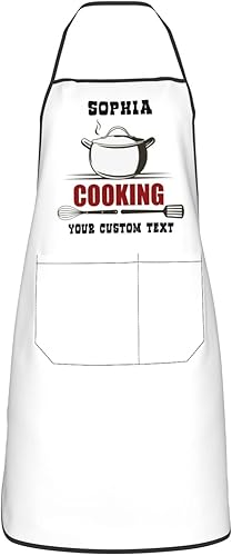 Miniatura 12 de WAYABO Delantal personalizado con bolsillos Adulto Unisex Cocina Delantal Personalizado Personalizado Con Nombre Texto Foto Style-1