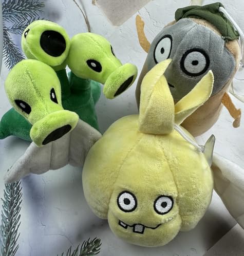 JHESAO 3 PCS Plants and Zombies Threepeater Plush Zombies Plants Sets Toys, Imitator PVZ Plush 1 2 Stuffed Soft Garlic Doll for Children Fans, Great Gift for Halloween, Christmas New