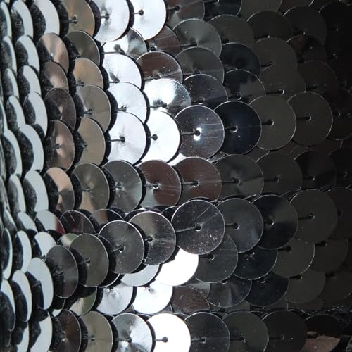 Hematite Shiny Gray Large Sequin Trim 10mm Flat Strung by The Yard. Made in USA.
