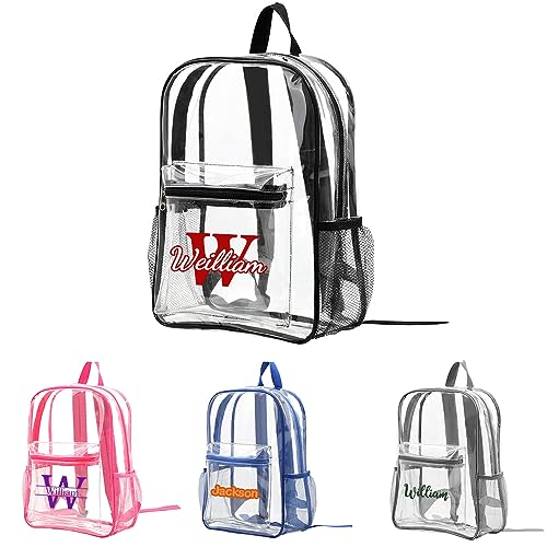 Personalized Name Clear Backpack, Heavy Duty PVC Clear Backpack,Custom Name Transparent Backpack,Personalized Monogram backpack, Travel Bags, Style-01