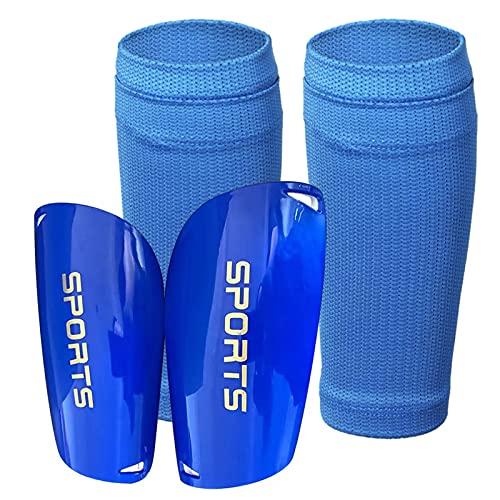 Espinilleras de fútbol, espinilleras + mangas elásticas altas, fundas para espinilleras para juegos de fútbol, protección EVA Cushon reduce...