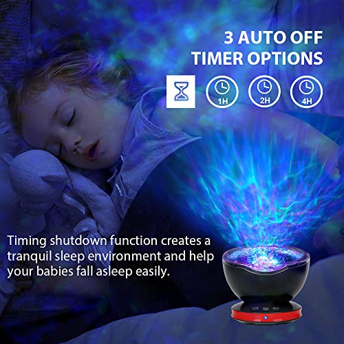 Ocean Wave Projector,12 Leds &8 Lighting Modes, Light Show Remote Control Star Night Light,With Timer And 6 Natural Sound,Night Light Projector Lamp Is Suitable Baby Kids Adults Bedroom Christmas Gift #TOP5