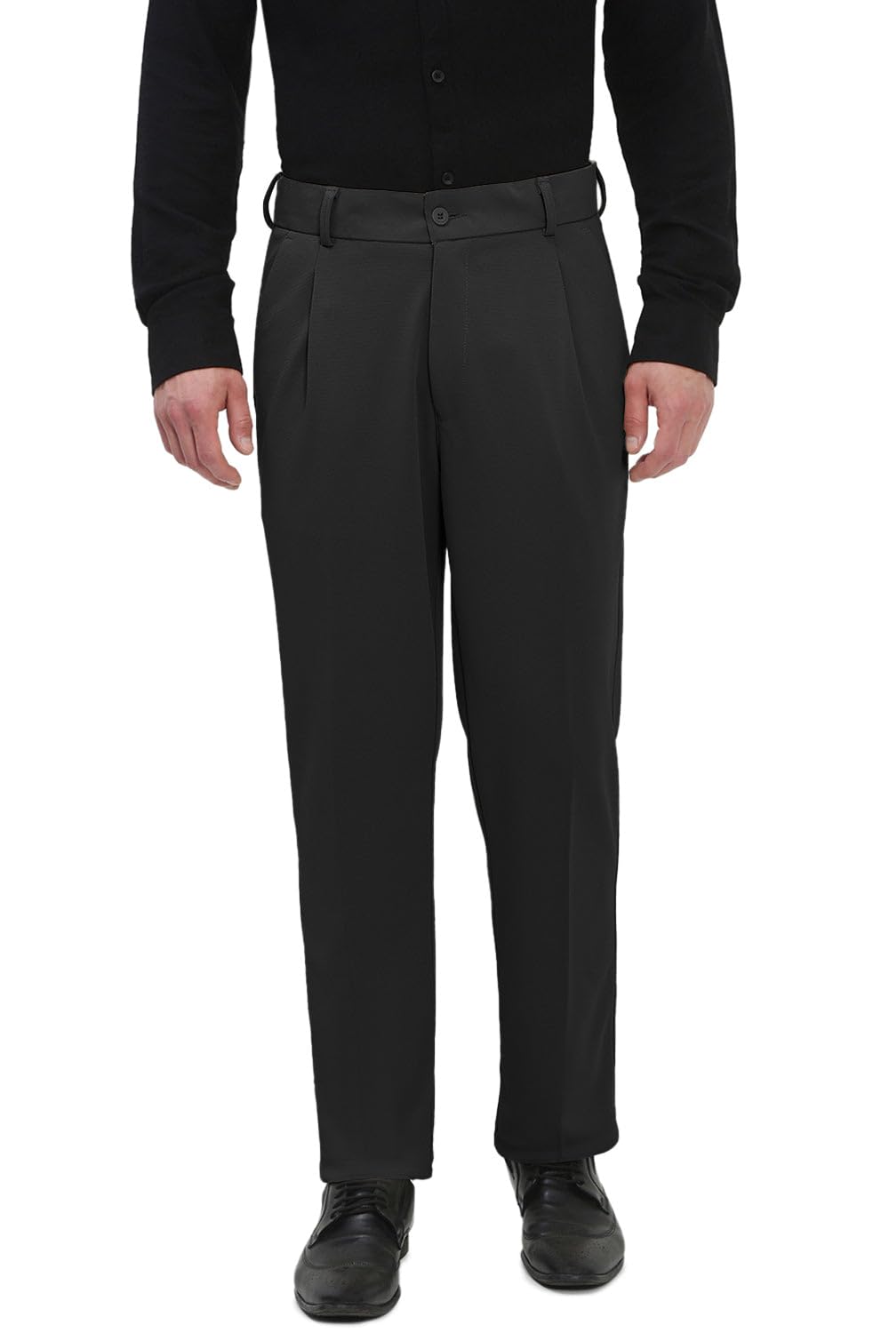 showoffff Men's Black Regular Fit Formal Trouser-JE-R107-Loose_Black-picture-14