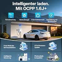 KUKO Wallbox 22kW mit APP(4G/WLAN/Bluetooth) OCPP, Typ 2 EV Ladegerät, 3-Phasen CEE Ladestation für Zuhause mit Stromzähler & RFID, 7,5m Ladekabel, 32A 400V AC Laden für BEV/PHEV, TÜV & CE,IP55 Schutz – Ansicht 4