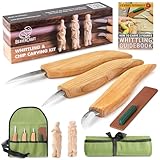 BeaverCraft Wood Carving Knife Kit S15 Whittling Kit for Beginners, Kids - Wood Carving Tools Set with Detail Chip Knife Sloyd Whittling Knives & Leather Strop, Polishing Compound and Tutorials