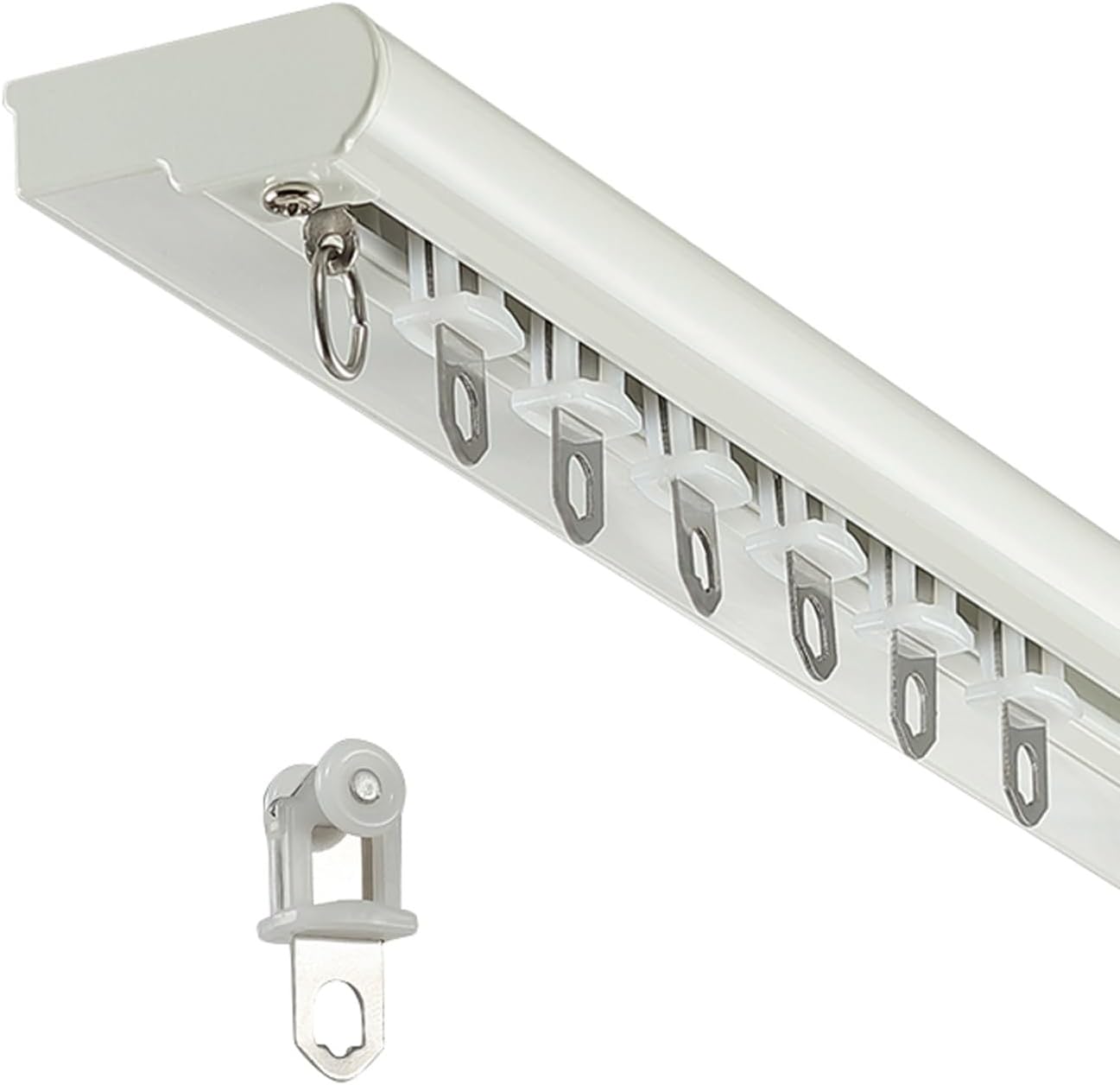 Ceiling Curtain Track Aluminum Heavy-Duty Curtains Rails Room Divider Curtain Rod for Windows Living Room Bathroom Bedroom(White,300cm(2 * 150cm))