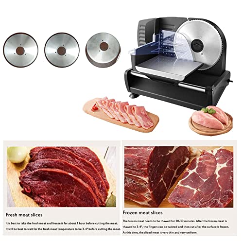 HJJH Elektrischer Fleischhobel 200w, Gewerbehaus Zuhause Fleischschneidemaschine, 0-22mm Einstellbare Dicke… – Bild 3