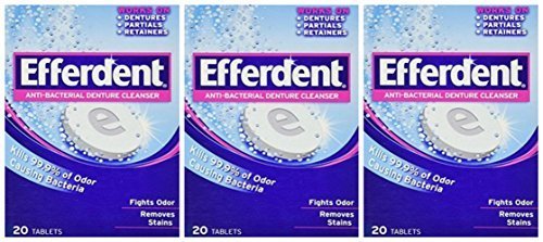 Lot of 3 Efferdent Denture Cleanser (20 Tabs/box) by Efferdent