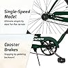 Trace ACE 26 Inch Beach Cruiser Bike, Single Speed Commute Bike Coaster Brake, Step-Through Bicycle for Adult Women & Men, Steel Frame Cruiser Bike Vintage Classic Handlebar (Male, Matte Green) #3