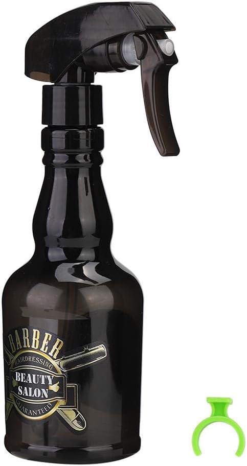 Hairdressing Sprayer 280ml, Empty Spray with Adjustable Nozzle & Extended Hose ABS Retro Design Stainless Steel Valve Black