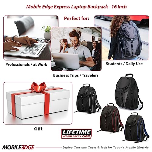Mobile Edge Express 2.0 Laptop Backpack for Men and Women, Compatible with PC and Mac Laptops 16-17 Inch, Travel Work Business Computer Bag, MEBPE22, Black with Silver Trim 6