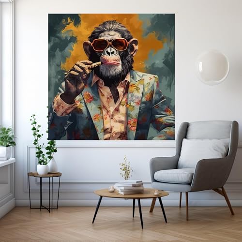 Tableau singe pop 45x45 cm pour réveiller la déco d'un salon moderne