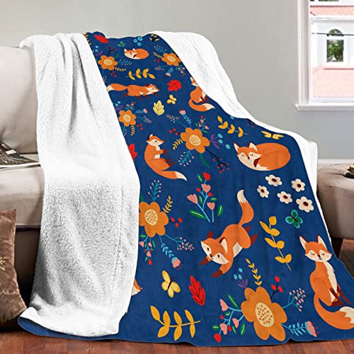 Domgoge Fox Blanket Kids, Soft Flannel Throw Fleece with Flower - Image 4