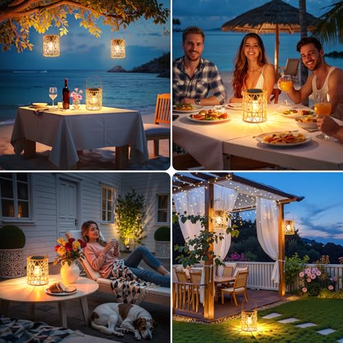 KOOPER Solar Lantern Outdoor Lights, 2 Pack Bright Hanging Solar Lanterns Outdoor Waterproof with Handle, Decoration Rattan Lanterns for Outside Hanging Garden Patio Yard Porch Trees Lawn Pathway Gift - image 9