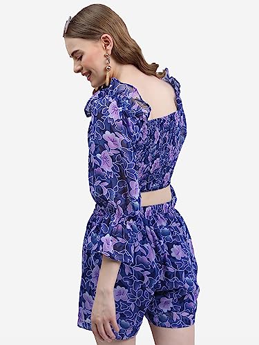 Image of KETCH Polyester Women's Regular Fit Printed Threeforth Sleeve Co-Ord Set