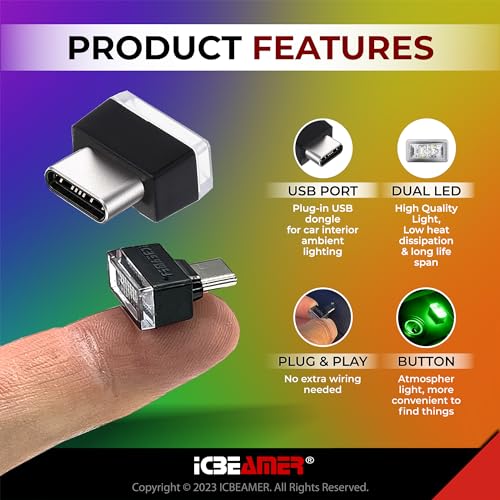 image for ICBEAMER Type C Adapters Atmosphere Light, [Color: Green] | Universal 