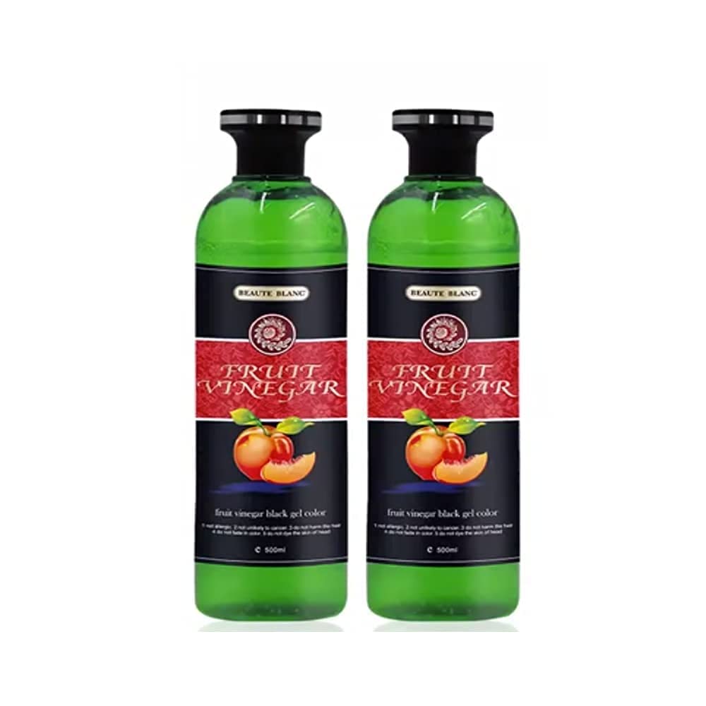 BEAU'TE BLAN'C Fruit Vinegar Gel Hair Color, Organic & Natural Hair Color Dye for Black Hair (500ml x 2) - Black