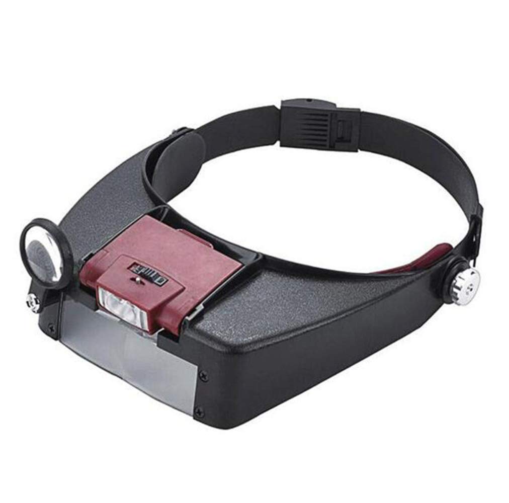 Lupa, Lupa De Diadema con Luz, Lupa Montada En La Cabeza con Luz para Lectura, Lupa para Joyería, Relojería, Reparación Electrónica 1.5X, 1.5X, 5X