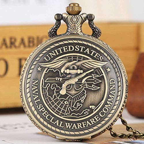 Taschenuhr United States Navy Special Warfare Befehl Quarz Taschenuhr Retro US Navy Seals Halskette Anhänger Kette Geschenke für Weihnachten Geburtstag/Jubiläum Cover